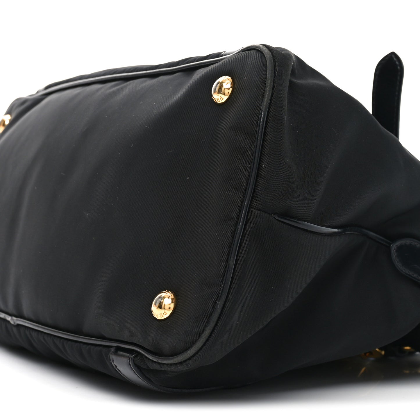 Tessuto Nylon Calfskin Dome Satchel Black