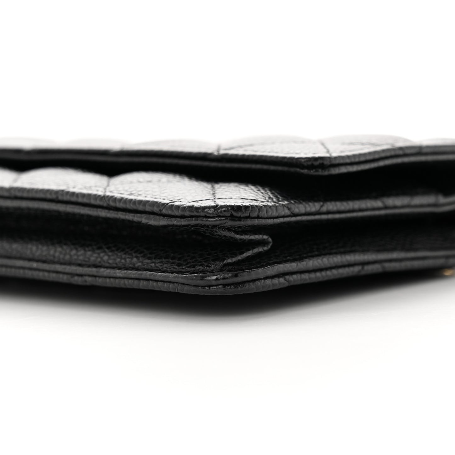 Caviar Quilted Wallet on Chain WOC Black