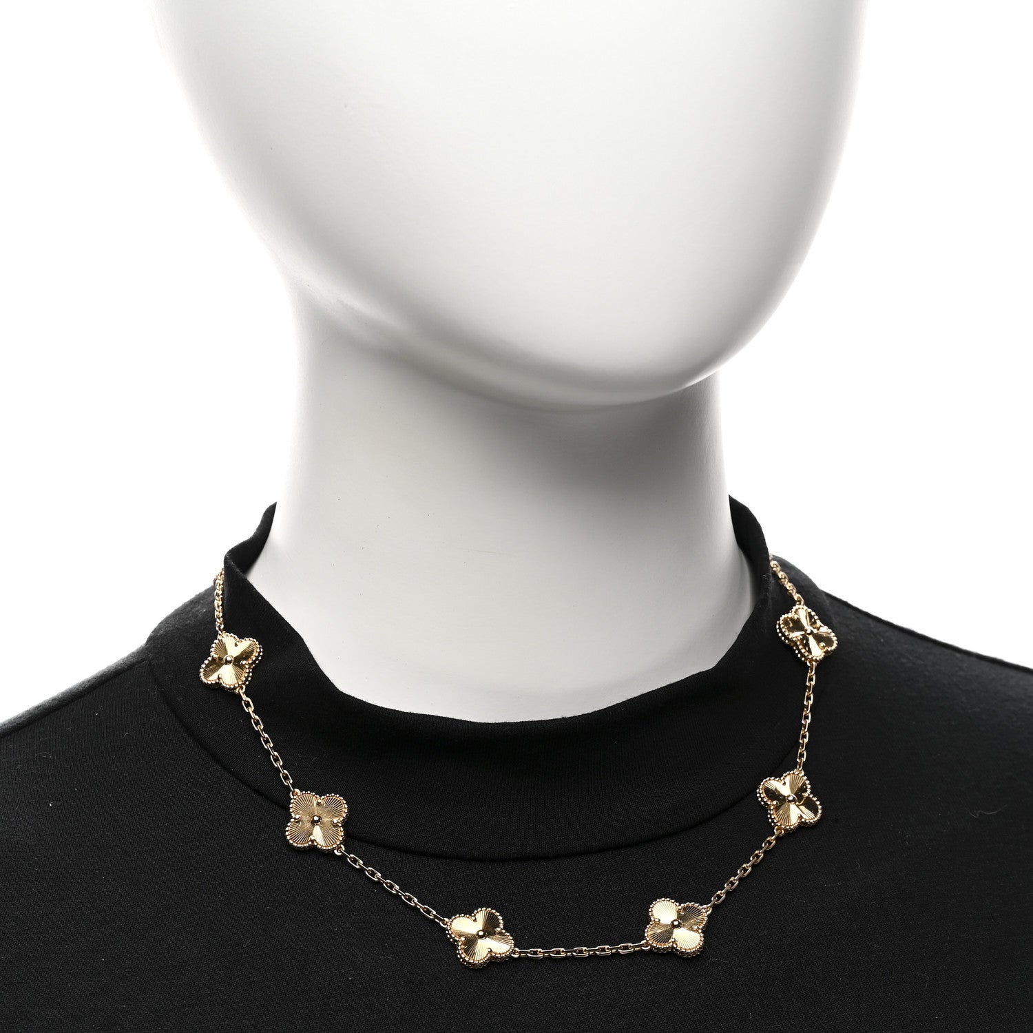 Van Cleef & Arpels 18K Yellow Gold 10 Motifs Guilloche Vintage Alhambra Necklace 2 of 7