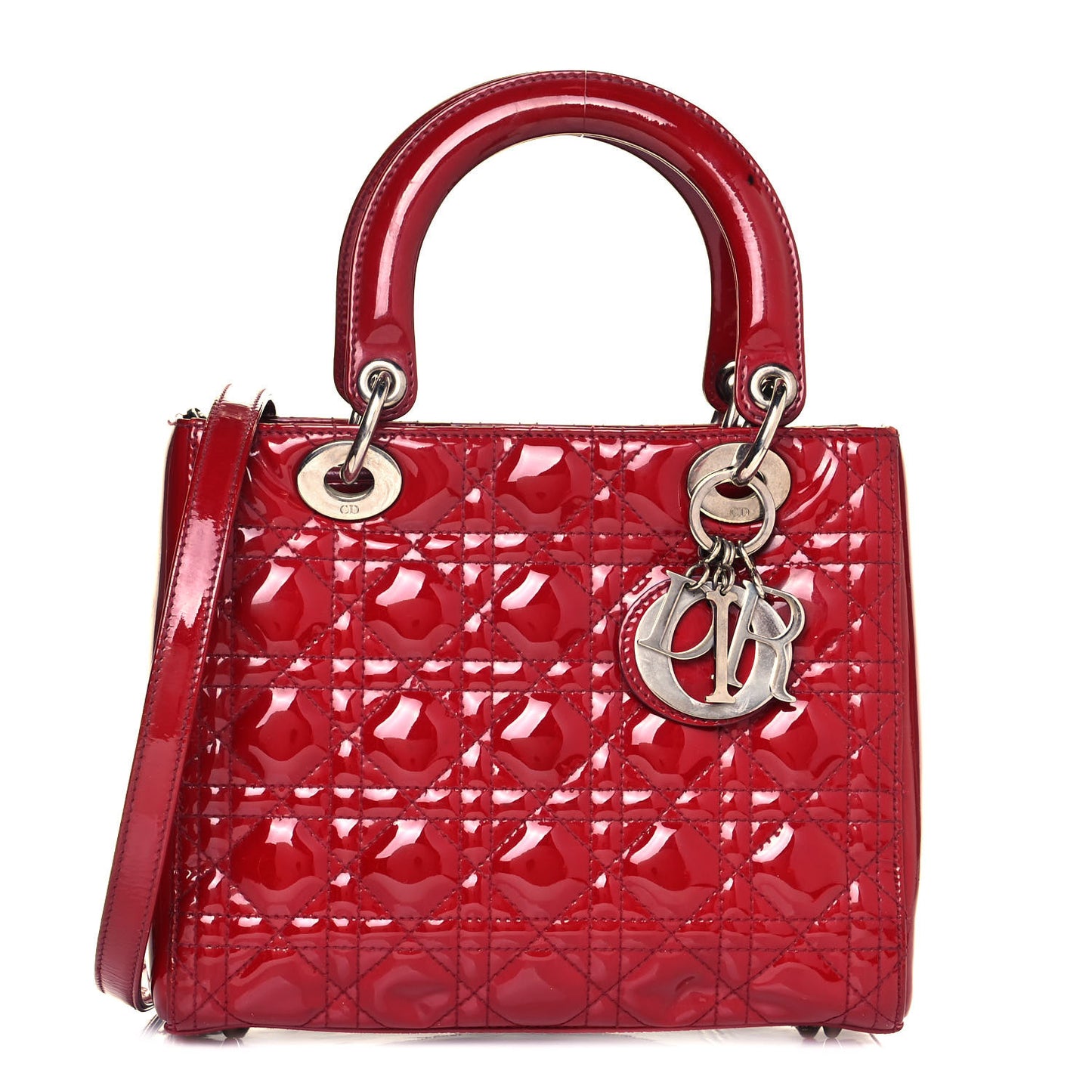 Patent Cannage Medium Lady Dior Red