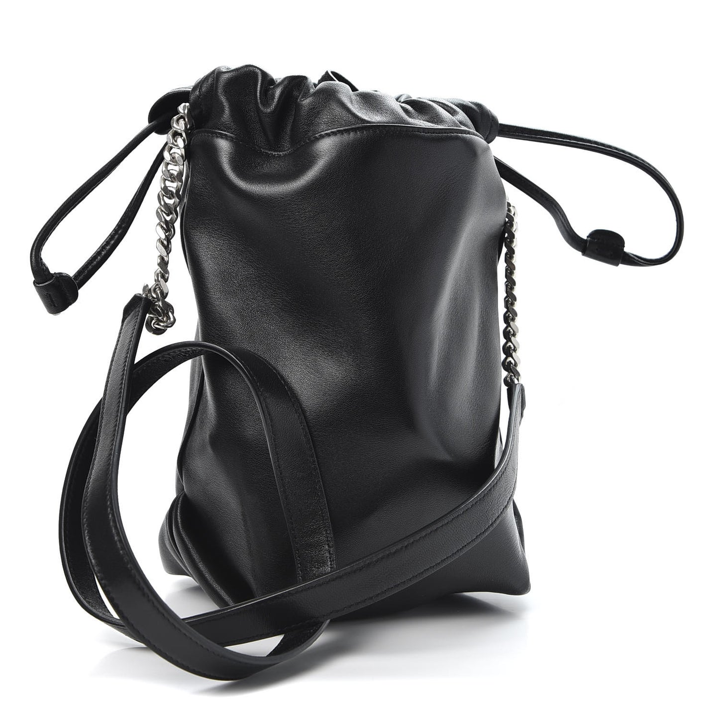 Lambskin Small Teddy Bucket Bag Black