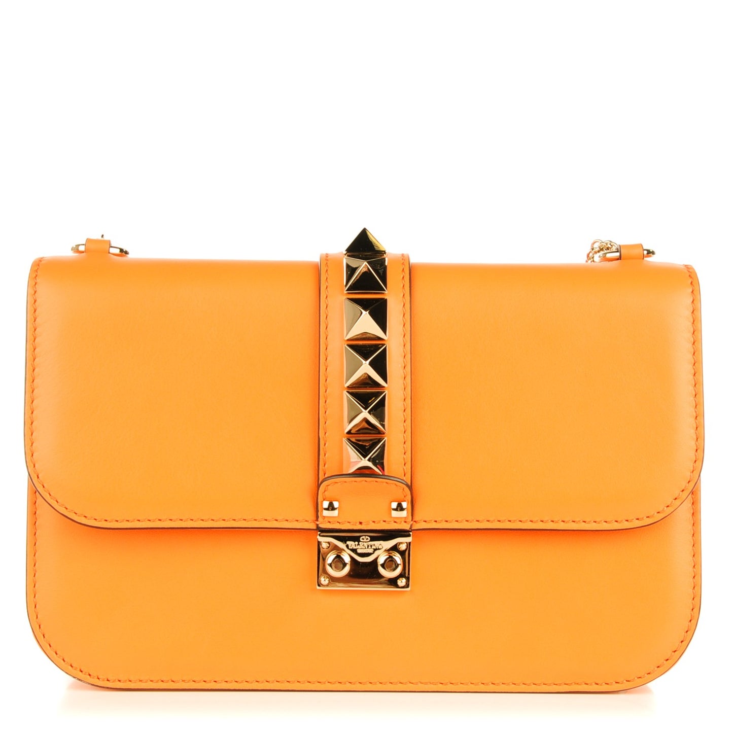 Vitello Medium Glam Lock Rockstud Flap Melon Sorbet