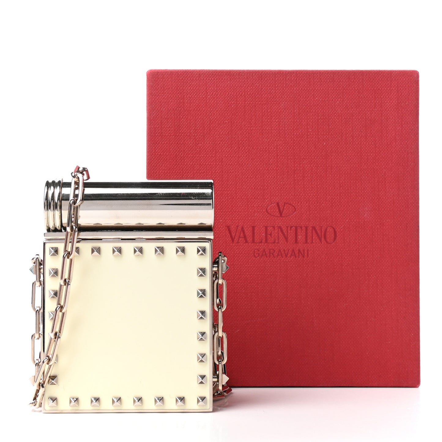 Rockstud Lipstick Holder Minaudiere Ivory