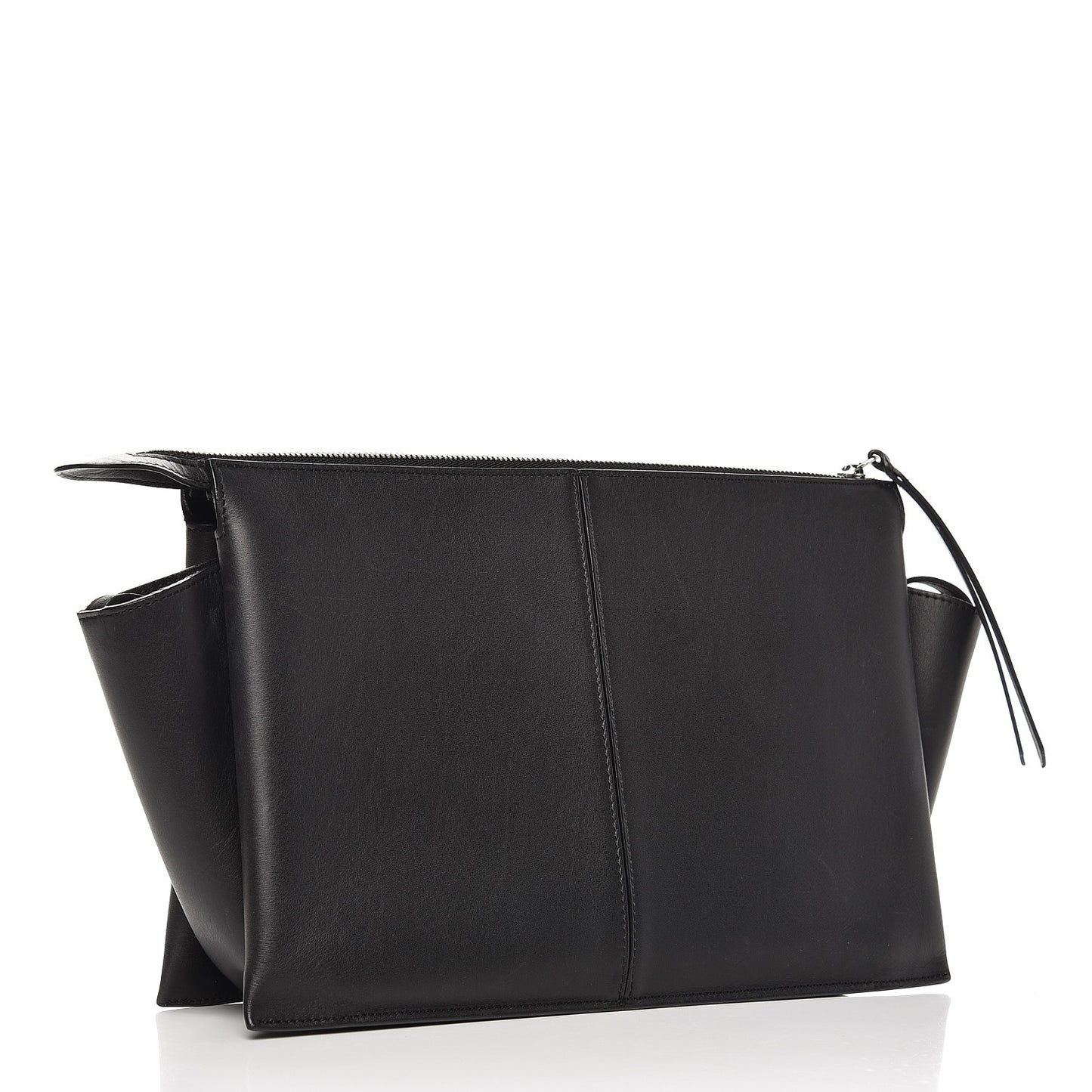 Natural Calfskin Tri-Fold Clutch on Chain Black
