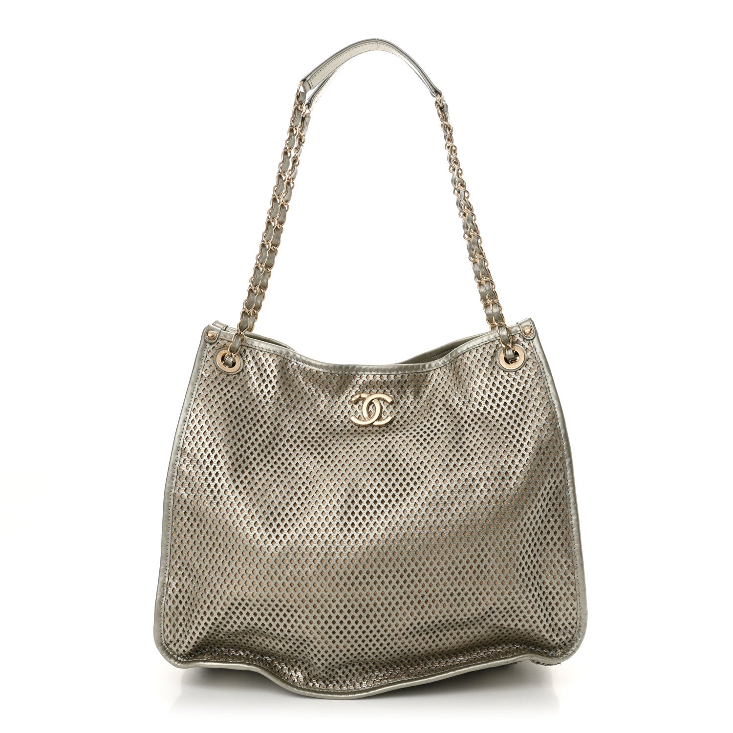 Chanel Metallic Calfskin Perforated Tote Light Gold 1 of 11