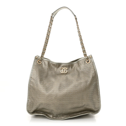 Chanel Metallic Calfskin Perforated Tote Light Gold 1 of 11
