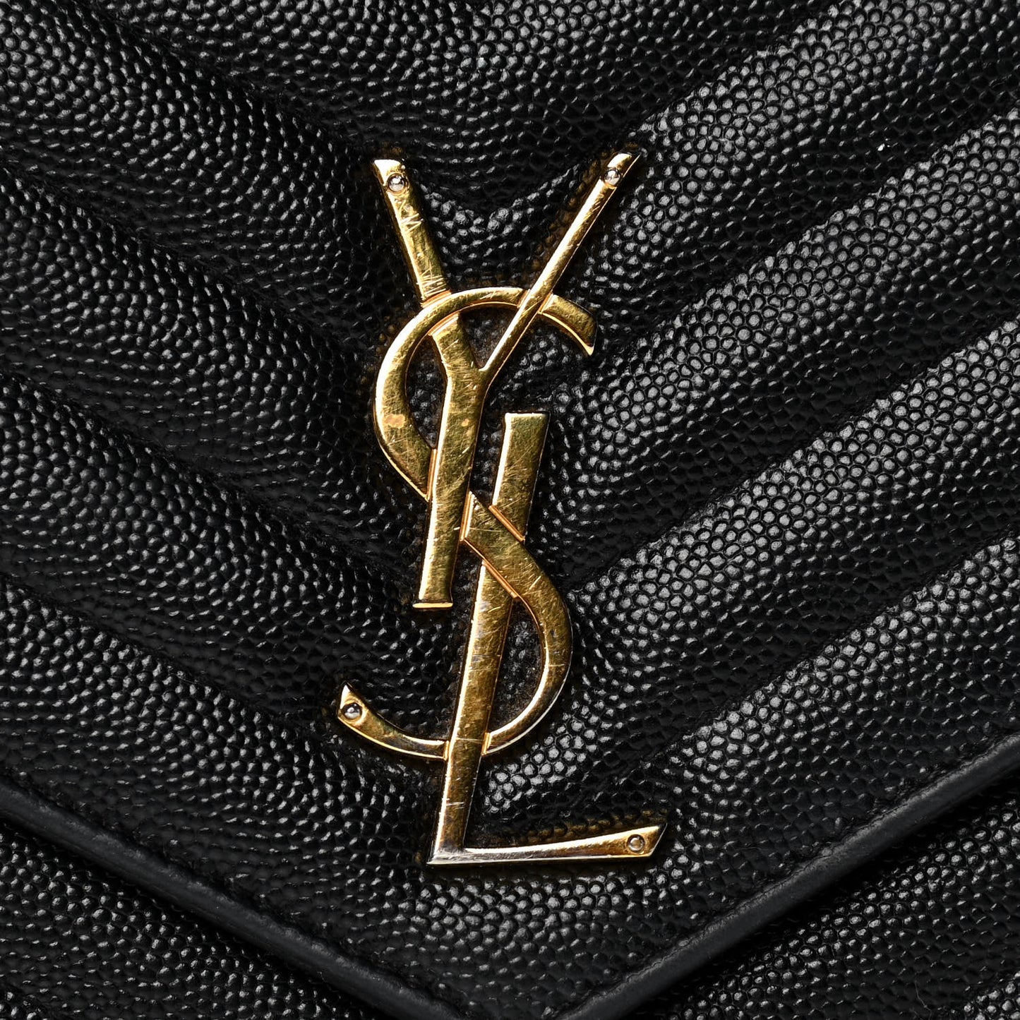 Grain De Poudre Matelasse Chevron Monogram Chain Wallet Black