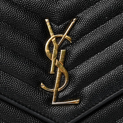 Saint Laurent Grain De Poudre Matelasse Chevron Monogram Chain Wallet Black 11 of 11
