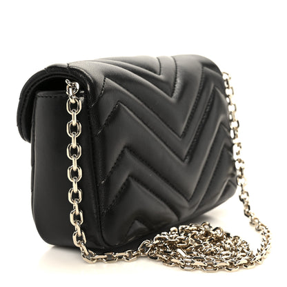Gucci Lambskin Matelasse Mini GG Marmont Shoulder Bag Black 3 of 11