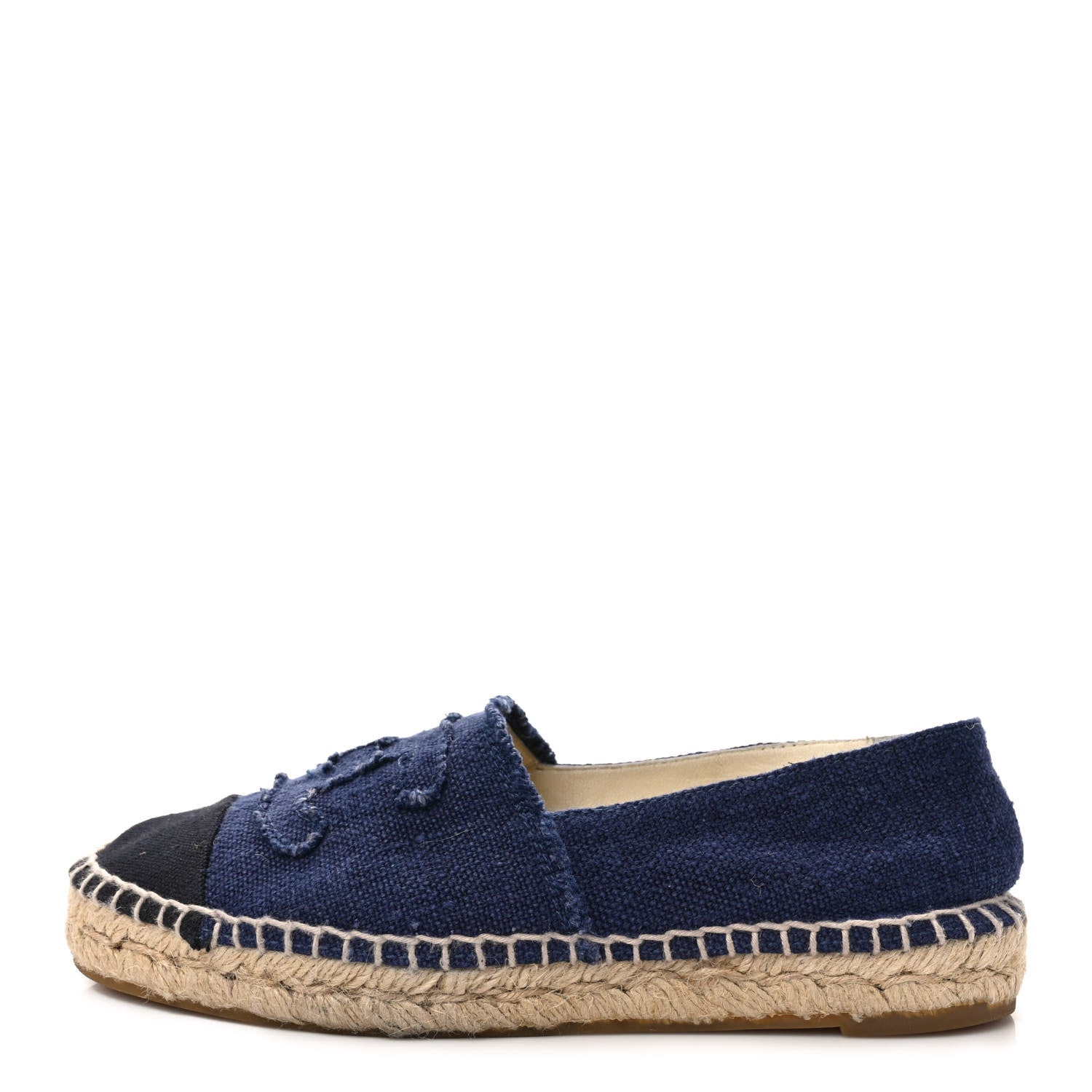 Chanel Denim Toile CC Espadrilles 37 Navy Black 1 of 7