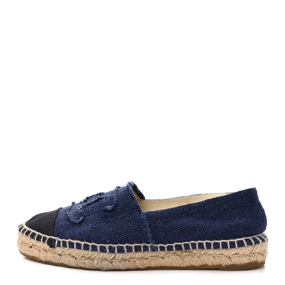 Chanel Denim Toile CC Espadrilles 37 Navy Black 1 of 7