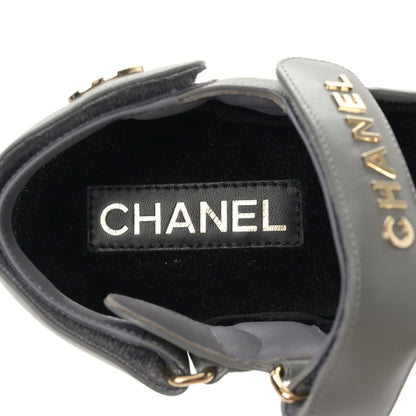 Chanel Shiny Calfskin Logo Platform Sandals 39 Grey 7 of 10