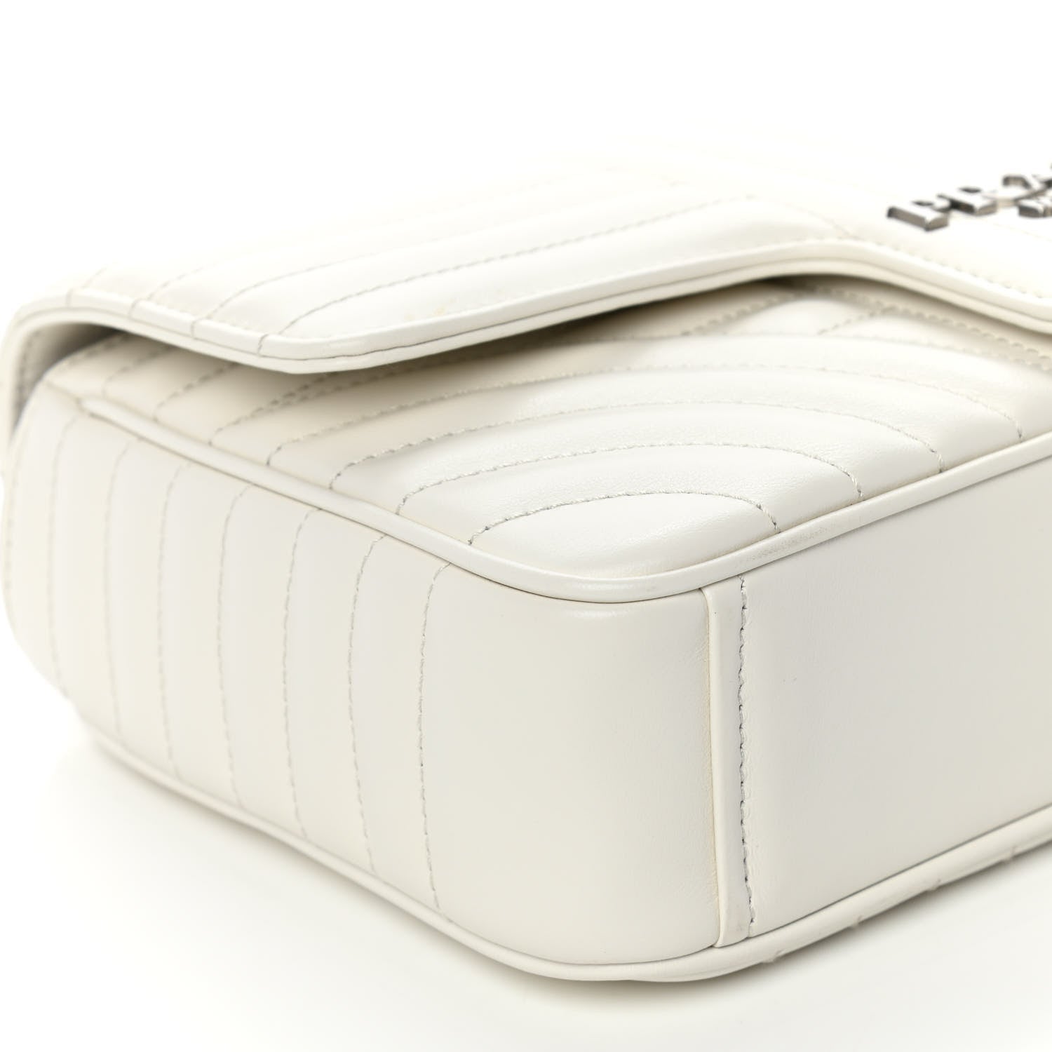 Prada Soft Calfskin Impunture Diagramme Medium Chain Flap Shoulder Bag White 11 of 12