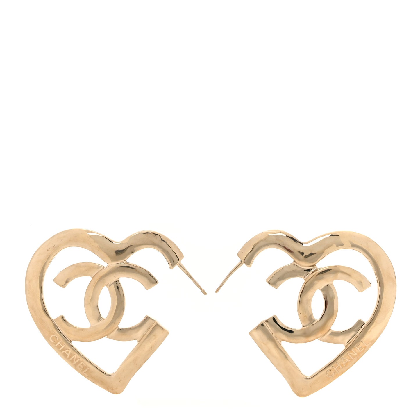 Metal CC Heart Coco In Love Hoop Earrings Gold