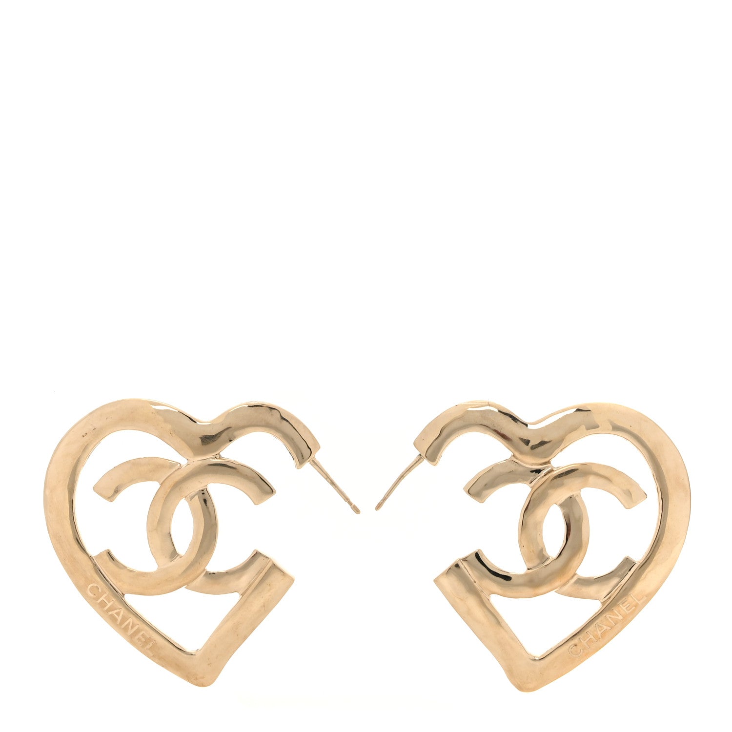 Chanel Metal CC Heart Coco In Love Hoop Earrings Gold 1 of 4