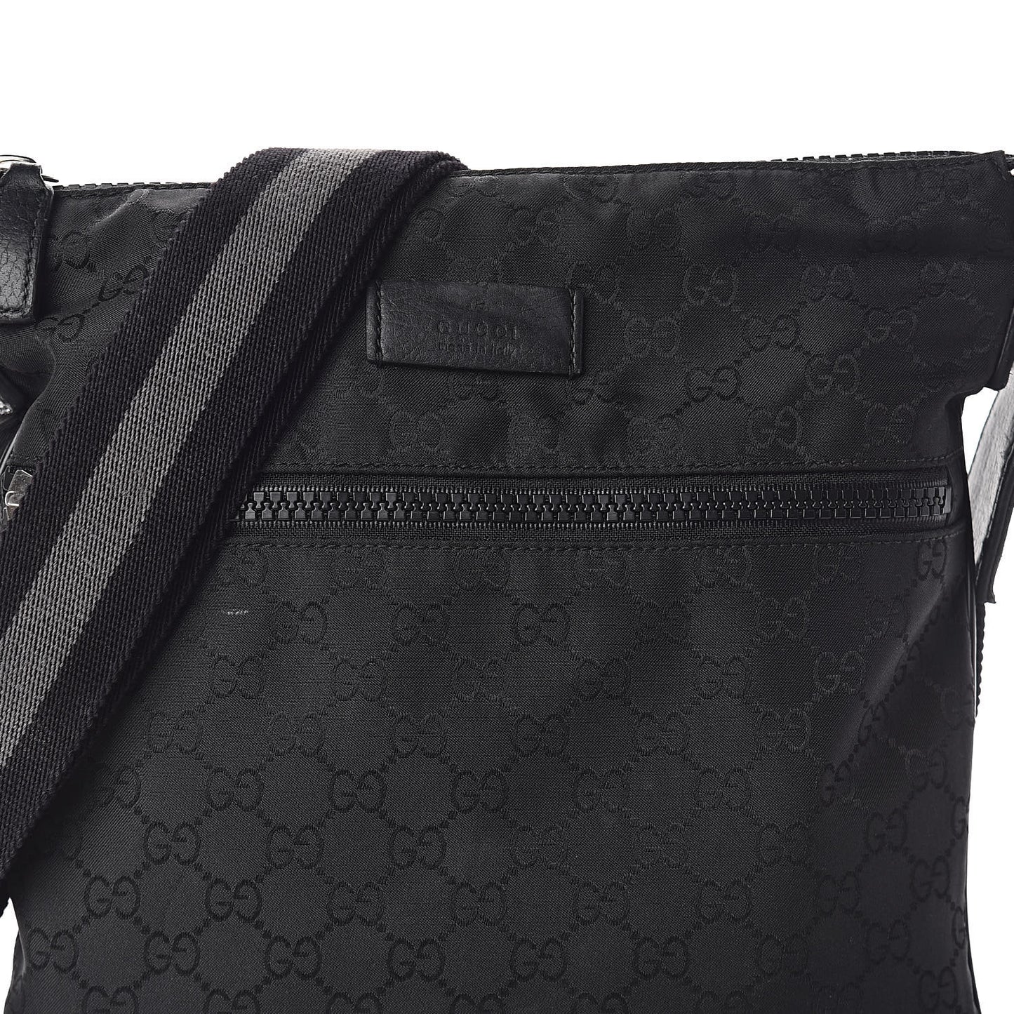 Nylon Monogram Small Flat Messenger Bag Black