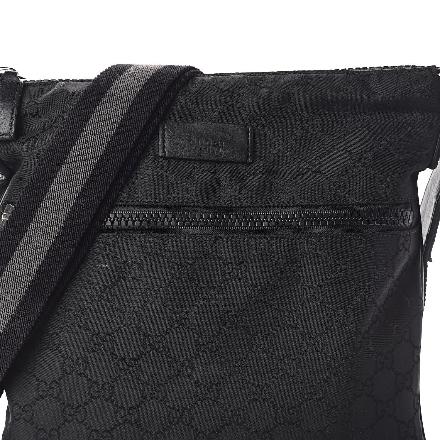 Gucci Nylon Monogram Small Flat Messenger Bag Black 7 of 9