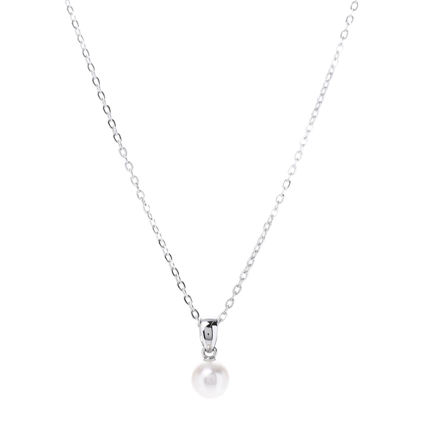Sterling Silver Akoya Pearl 6mm Pendant Necklace
