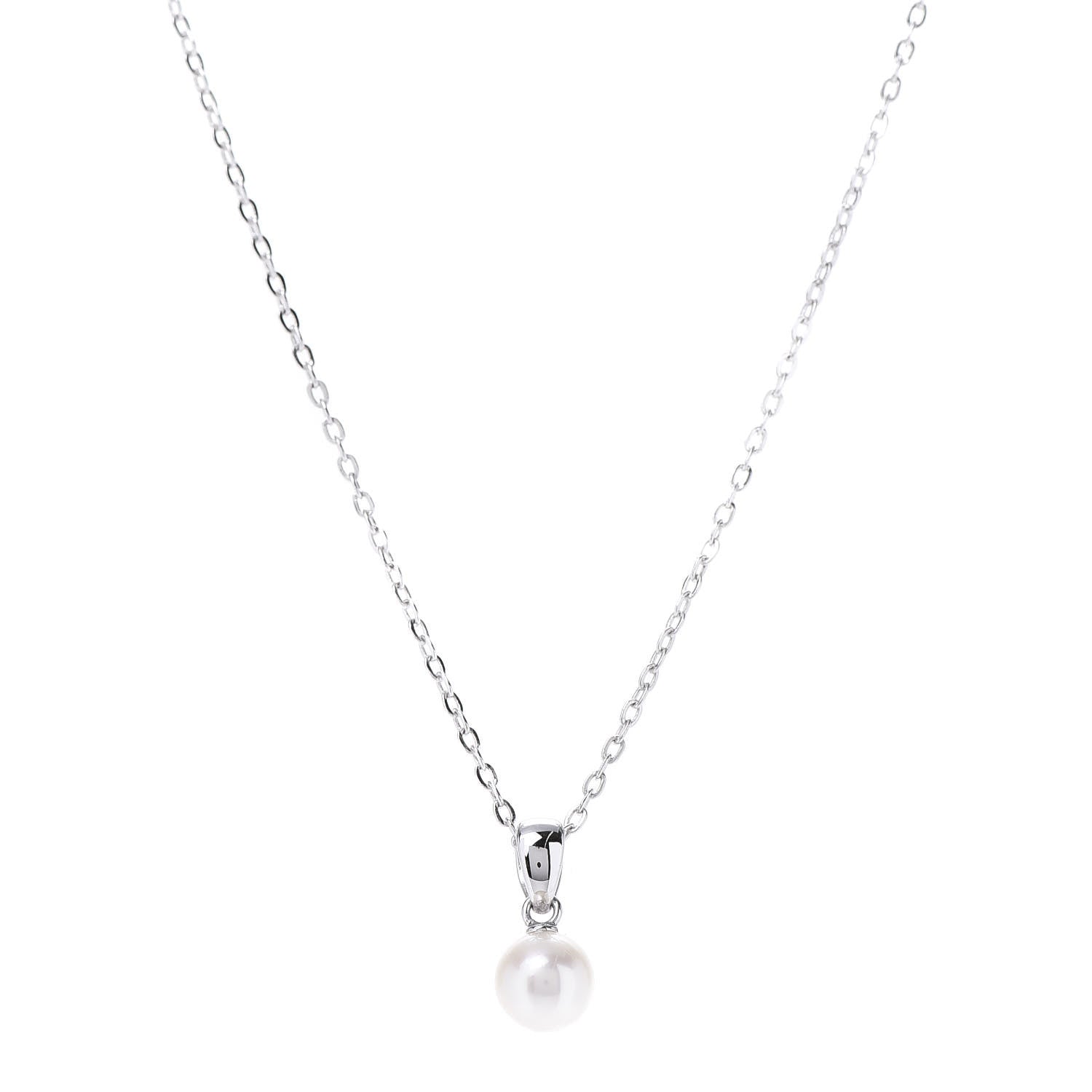 Mikimoto Sterling Silver Akoya Pearl 6mm Pendant Necklace 1 of 7