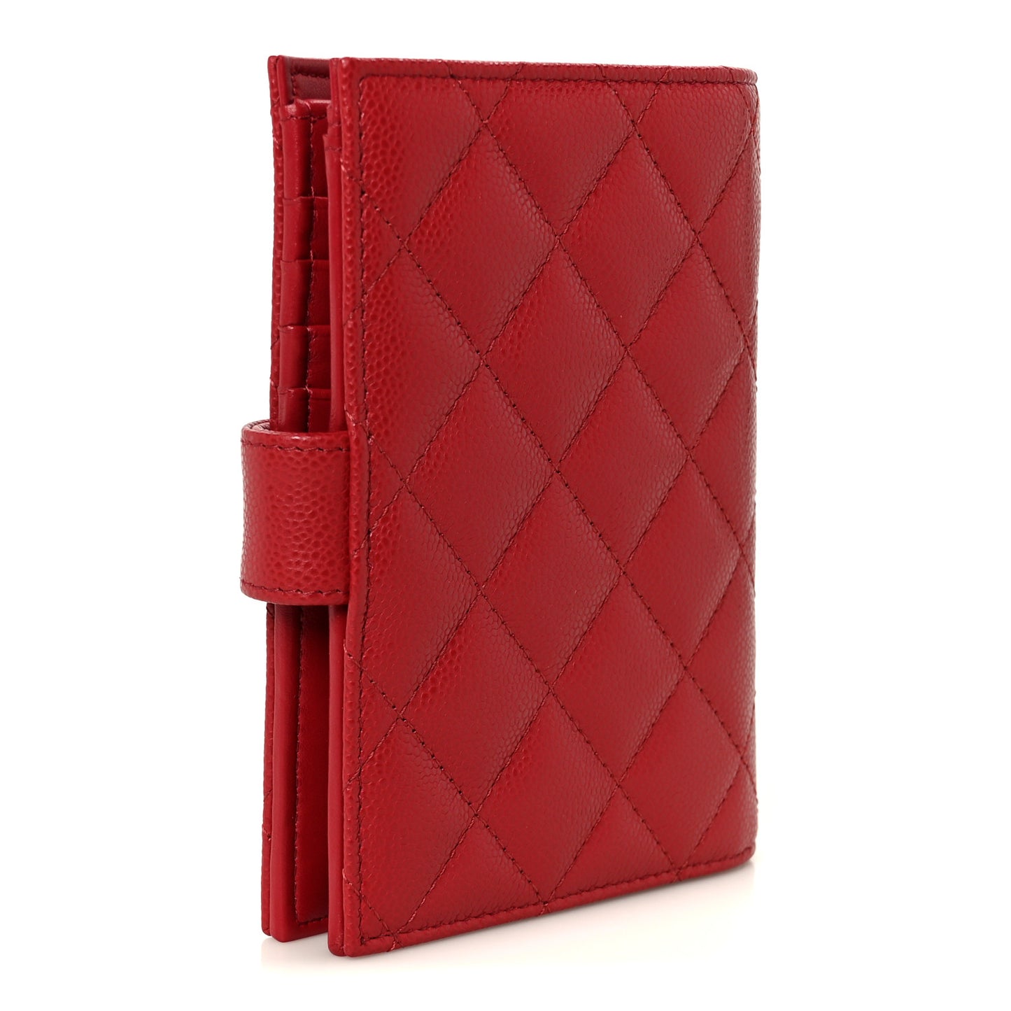 Caviar Quilted Passport Holder Red