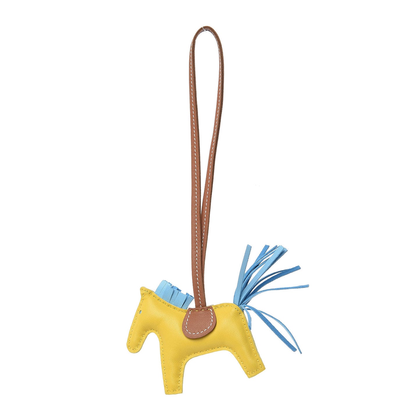 Milo Lambskin Grigri Rodeo Horse Bag Charm PM Jaune de Naples Celeste Gold