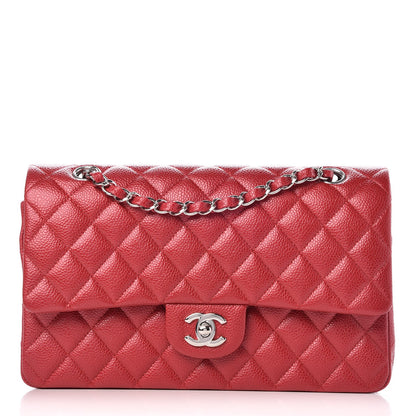 Chanel Metallic Caviar Quilted Medium Double Flap Dark Pink 1 of 9