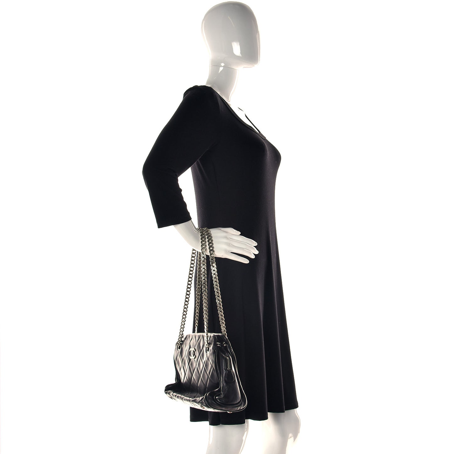 Lambskin Bijoux Chain Shopping Tote Black