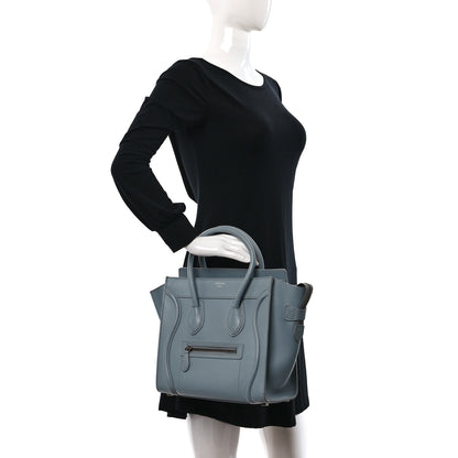 Celine Drummed Calfskin Micro Luggage Sky Blue 2 of 9