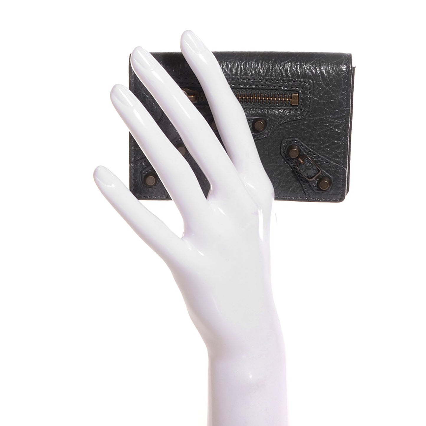 Agneau Classic Hardware Card Case Gris Fossile