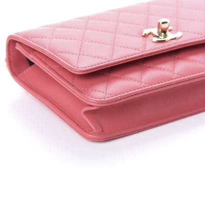 Chanel Lambskin Quilted Trendy CC Wallet On Chain WOC Bright Pink 9 of 10