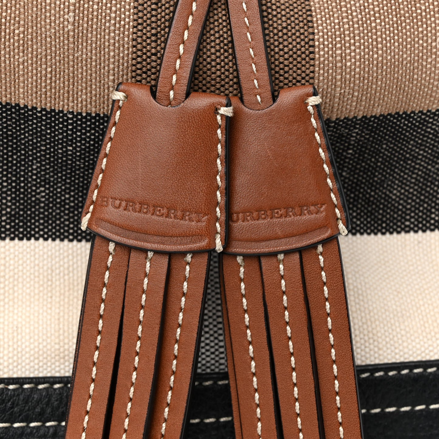 Grainy Calfskin House Check Canvas Medium Heston Crossbody Tan