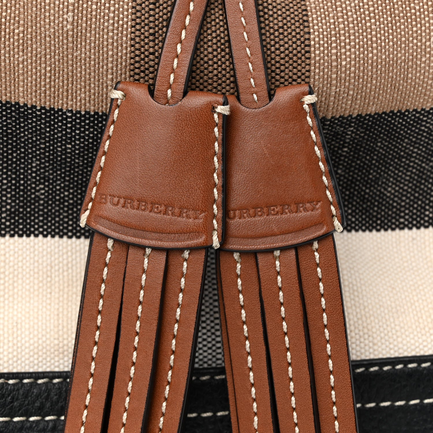 Burberry Grainy Calfskin House Check Canvas Medium Heston Crossbody Tan 7 of 11