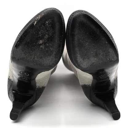 Chanel Suede CC High Boots 37.5 Dark White Black 5 of 8