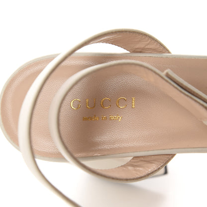 Gucci Calfskin GG Marmont Ankle Wrap 30/85mm Platform Sandals 37 Mystic White 8 of 9