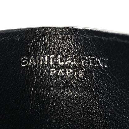 Saint Laurent Grain De Poudre Matelasse Chevron Monogram Credit Card Case Black 6 of 8