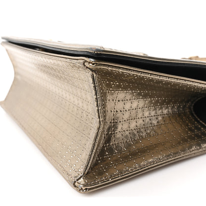 Christian Dior Metallic Patent Micro-Cannage Medium Diorama Flap Bag Gold 9 of 9