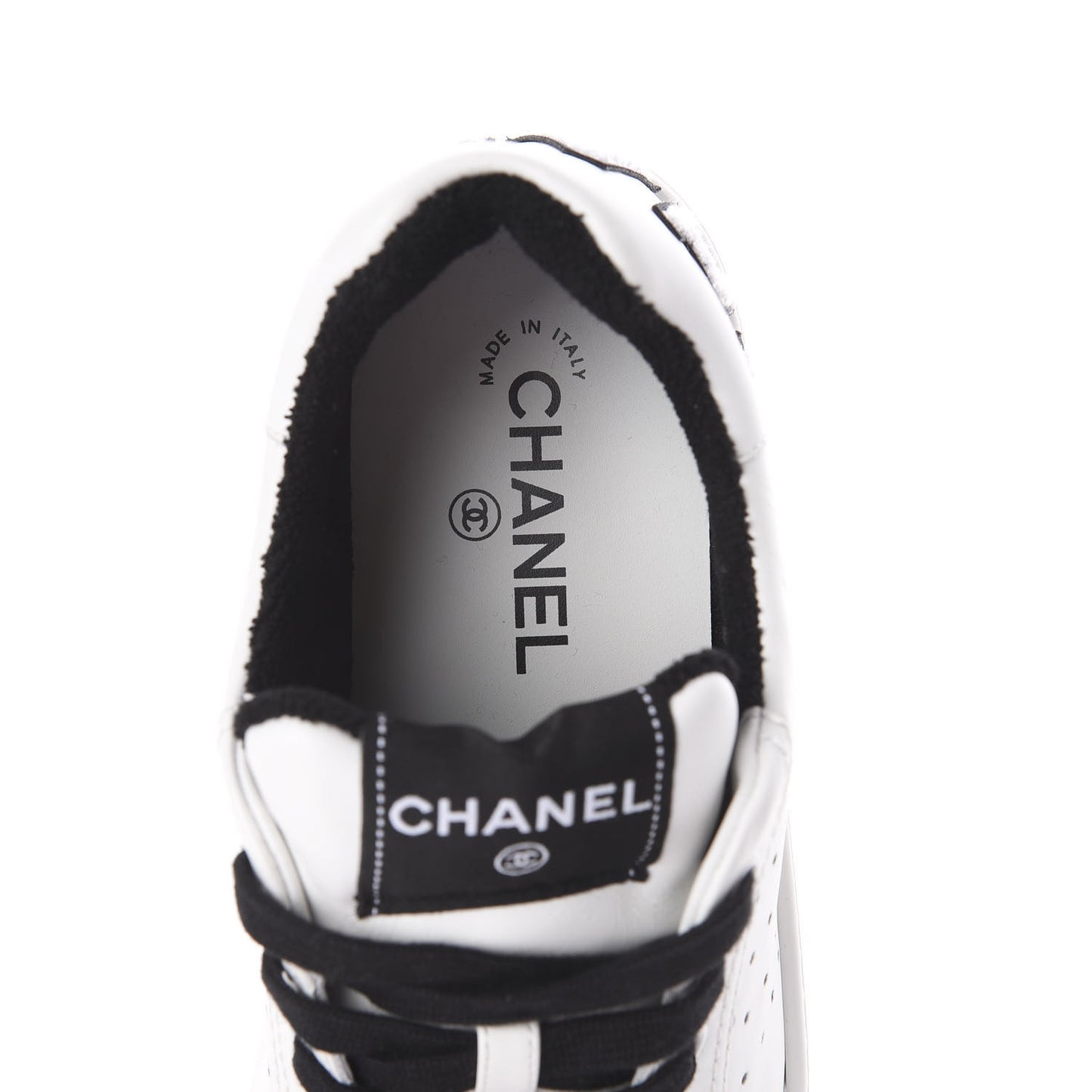 Calfskin Womens Logo Sneakers 41 Black White