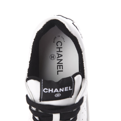 Chanel Calfskin Womens Logo Sneakers 41 Black White 5 of 6