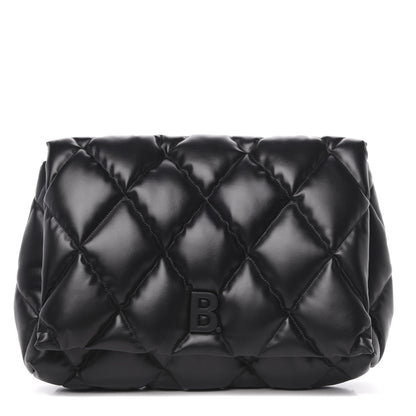 Balenciaga Nappa Calfskin Quilted Touch B Clutch Bag Black 1 of 10