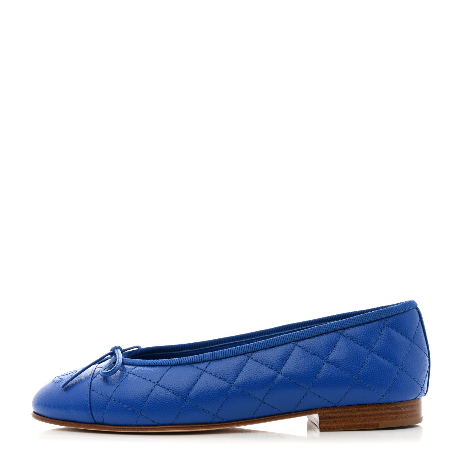 Chanel Caviar Quilted CC Cap Toe Ballerina Flats 36.5 Bright Blue 1 of 9