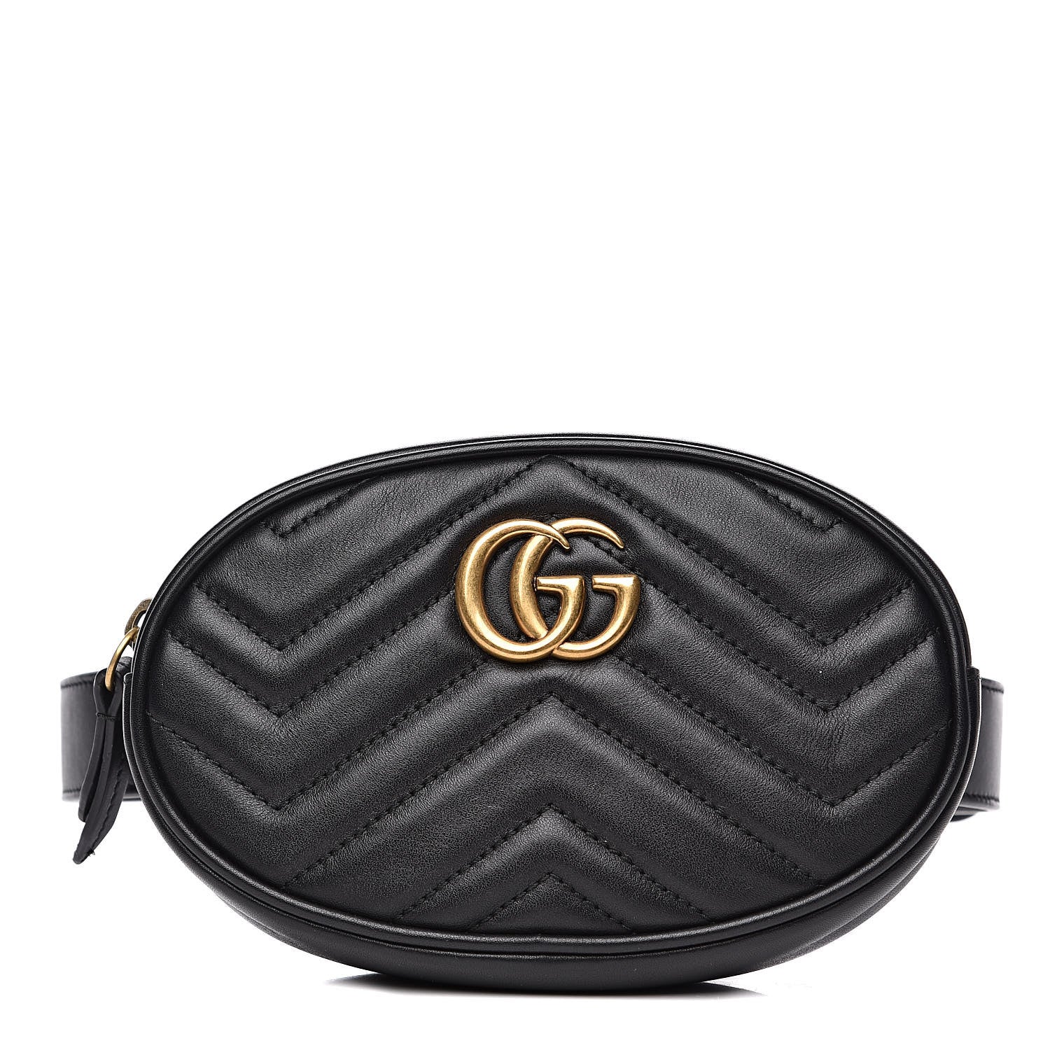 Gucci Calfskin Matelasse GG Marmont Belt Bag 85 34 Black 1 of 10