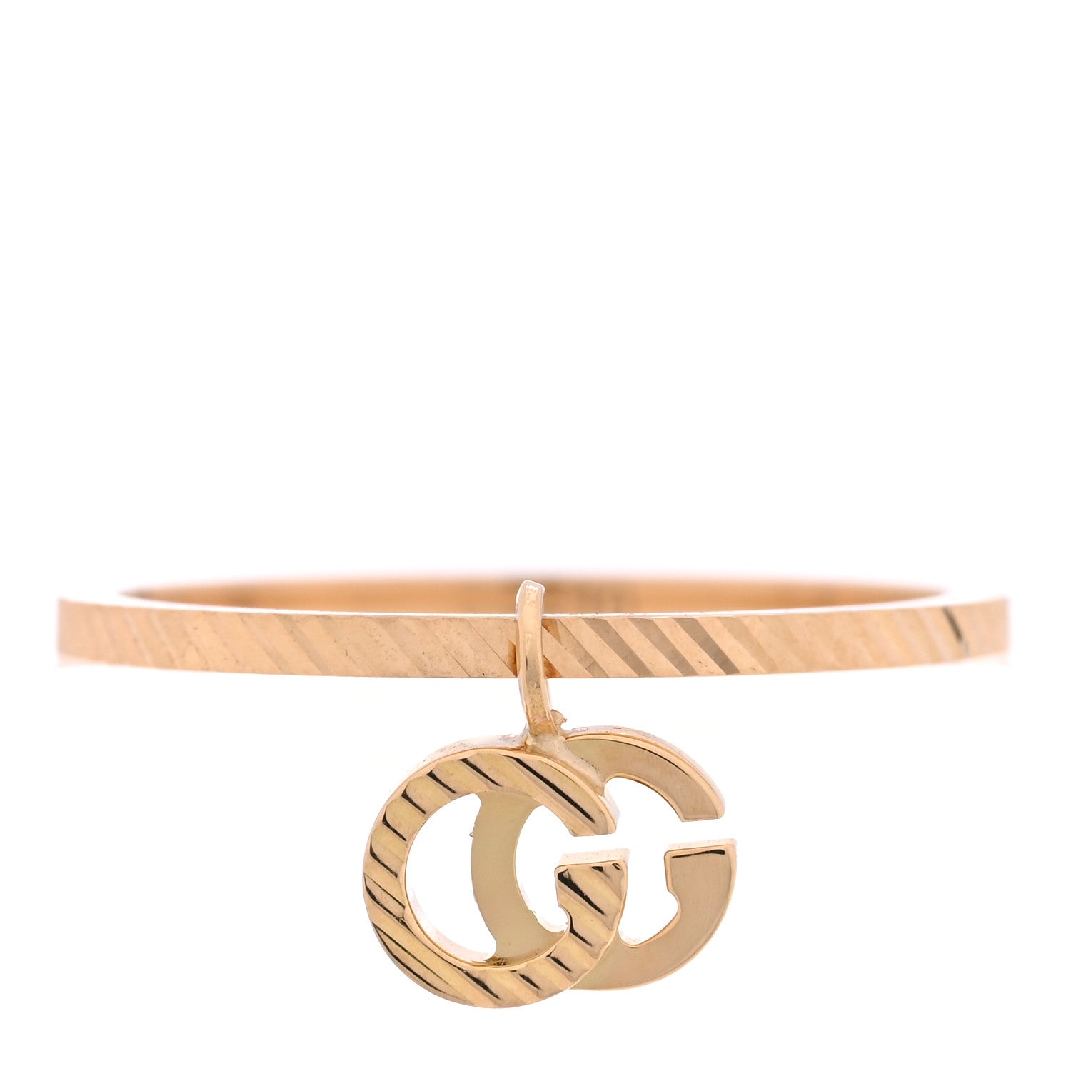 Gucci 18K Yellow Gold GG Running Charm Ring 49 4.75 1 of 5