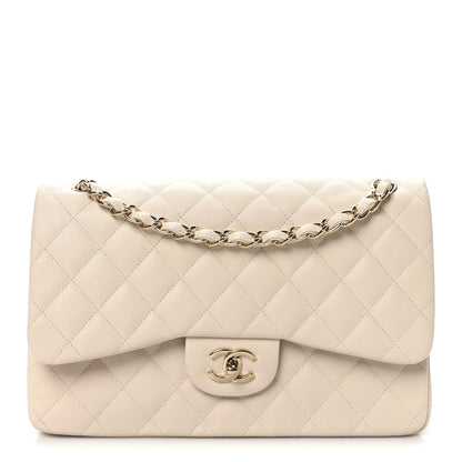 Chanel Caviar Quilted Jumbo Double Flap Light Beige 1 of 10