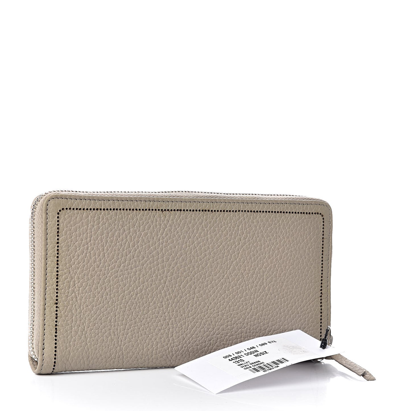 Veau Grana Perforated Blackout Hardware Continental Zip Around Wallet Gris Cendre