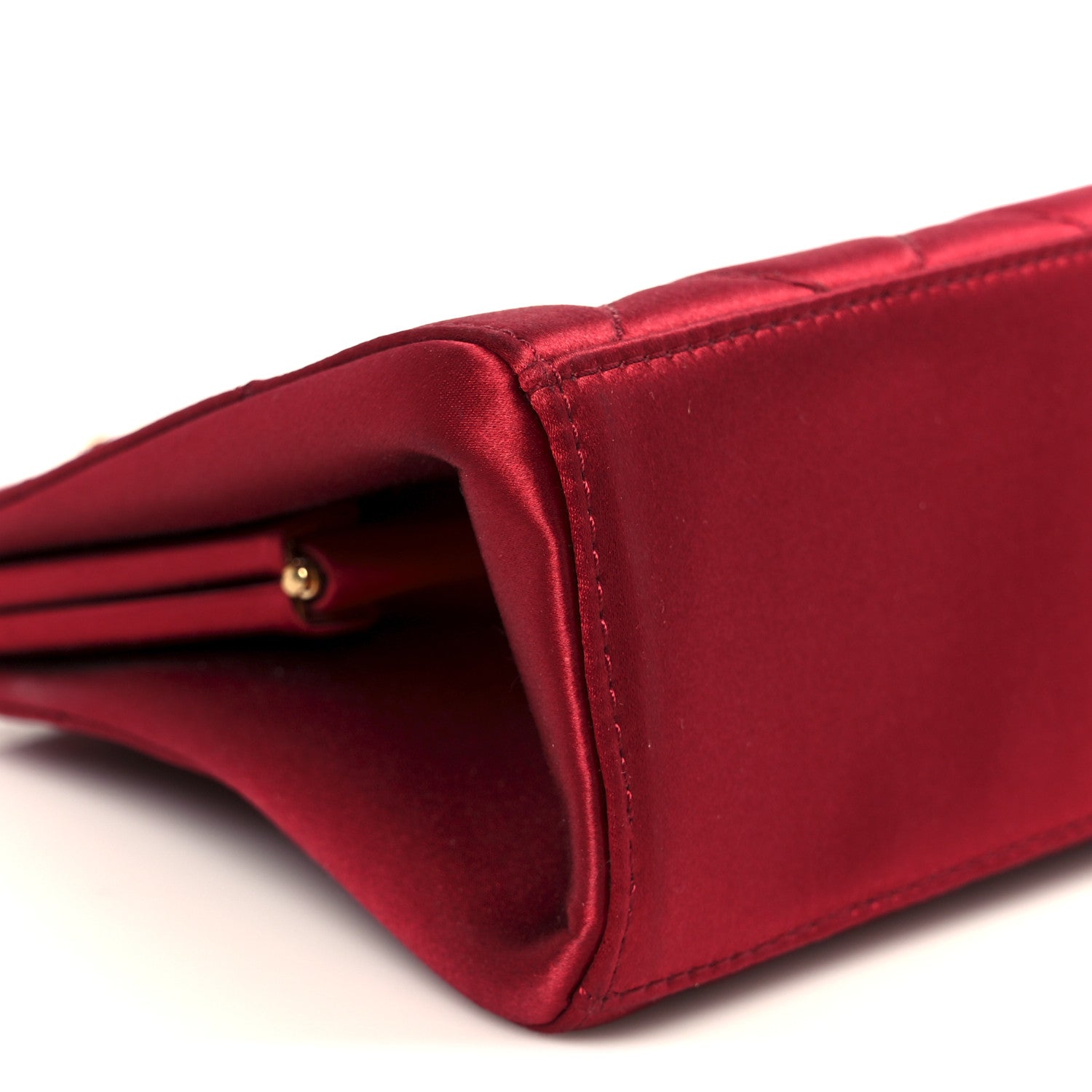 Chanel Satin Quilted CC Kisslock Clutch Red 9 of 10