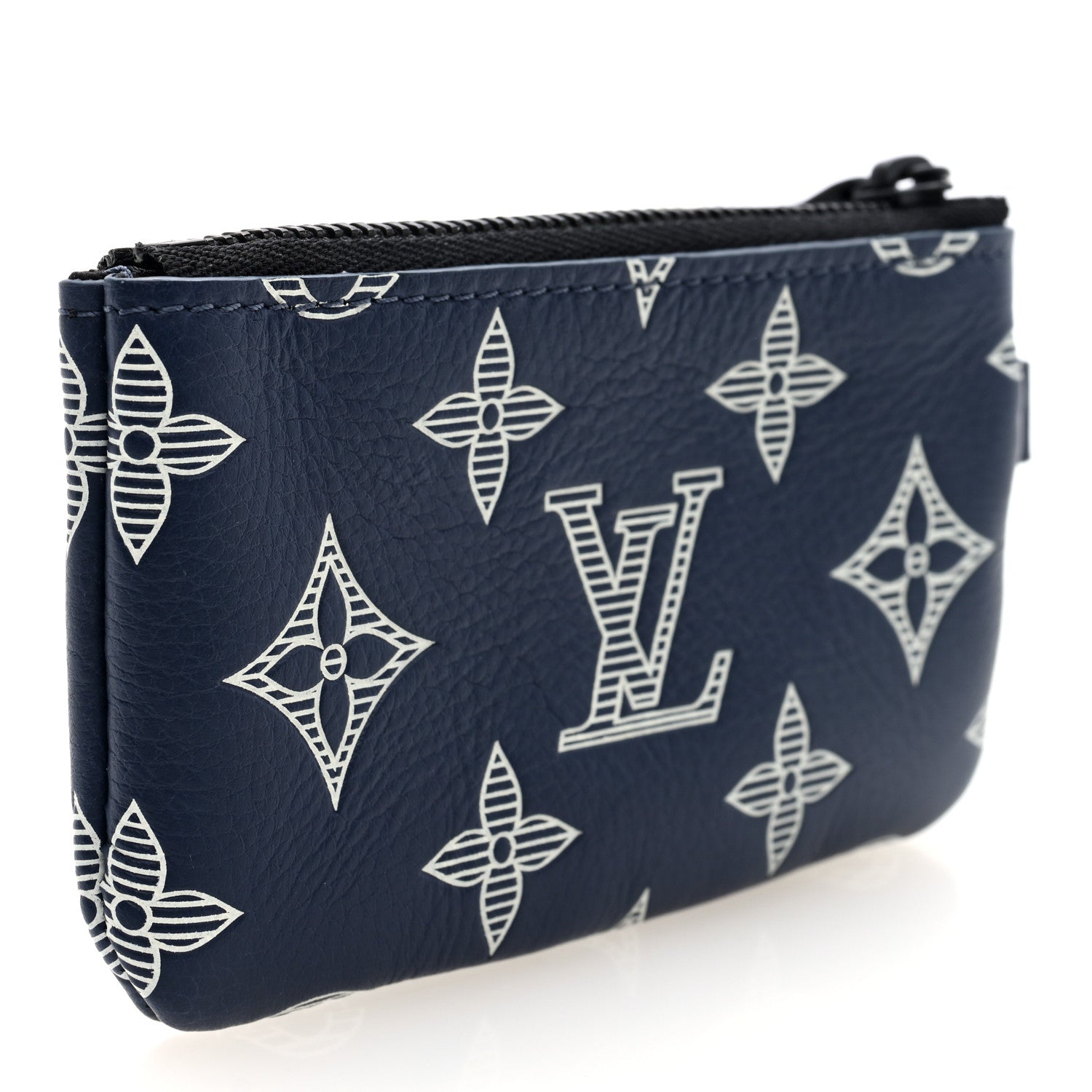 Louis Vuitton Calfskin Monogram Shadow Trio Messenger Key Pouch Ink Blue White 3 of 5