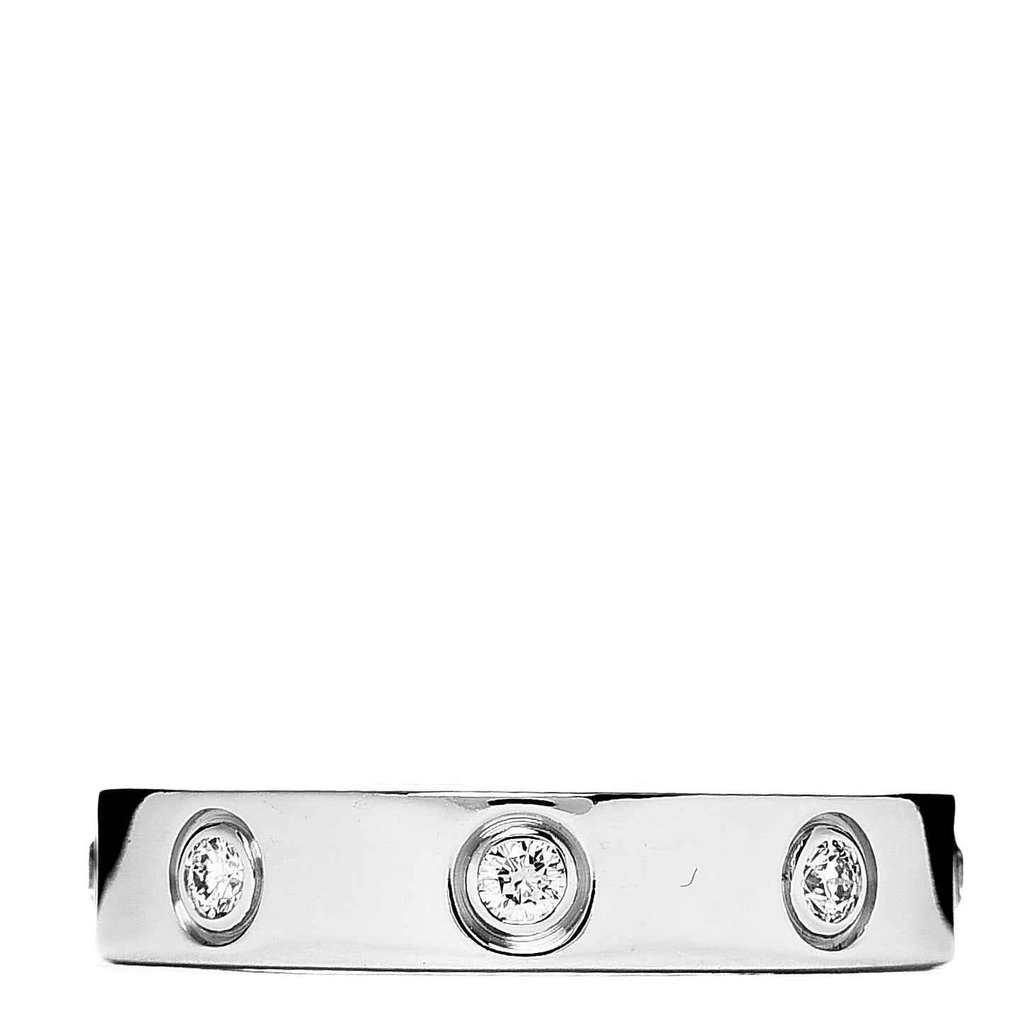 18K White Gold 8 Diamond 4mm Wedding Band LOVE Ring 50 5.25