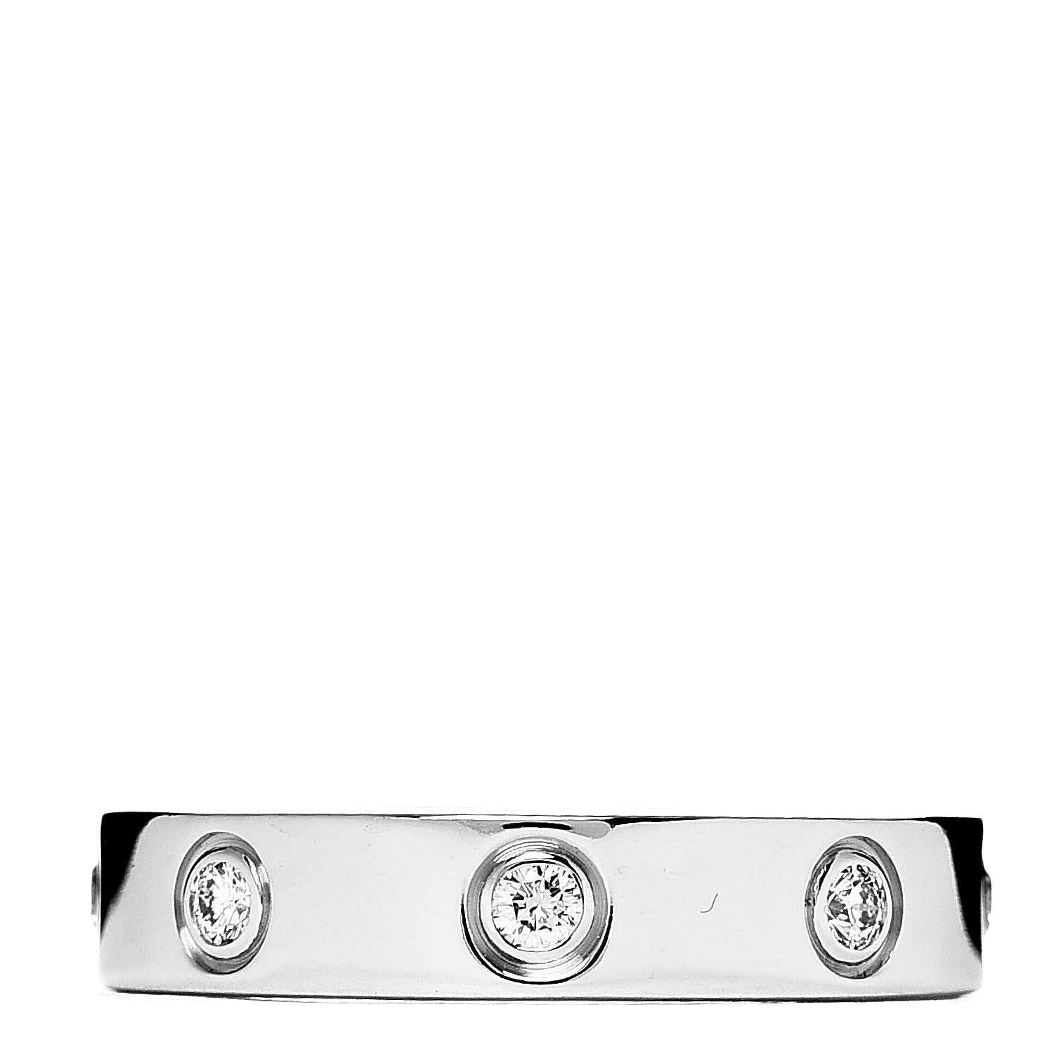 Cartier 18K White Gold 8 Diamond 4mm Wedding Band LOVE Ring 50 5.25 3 of 4