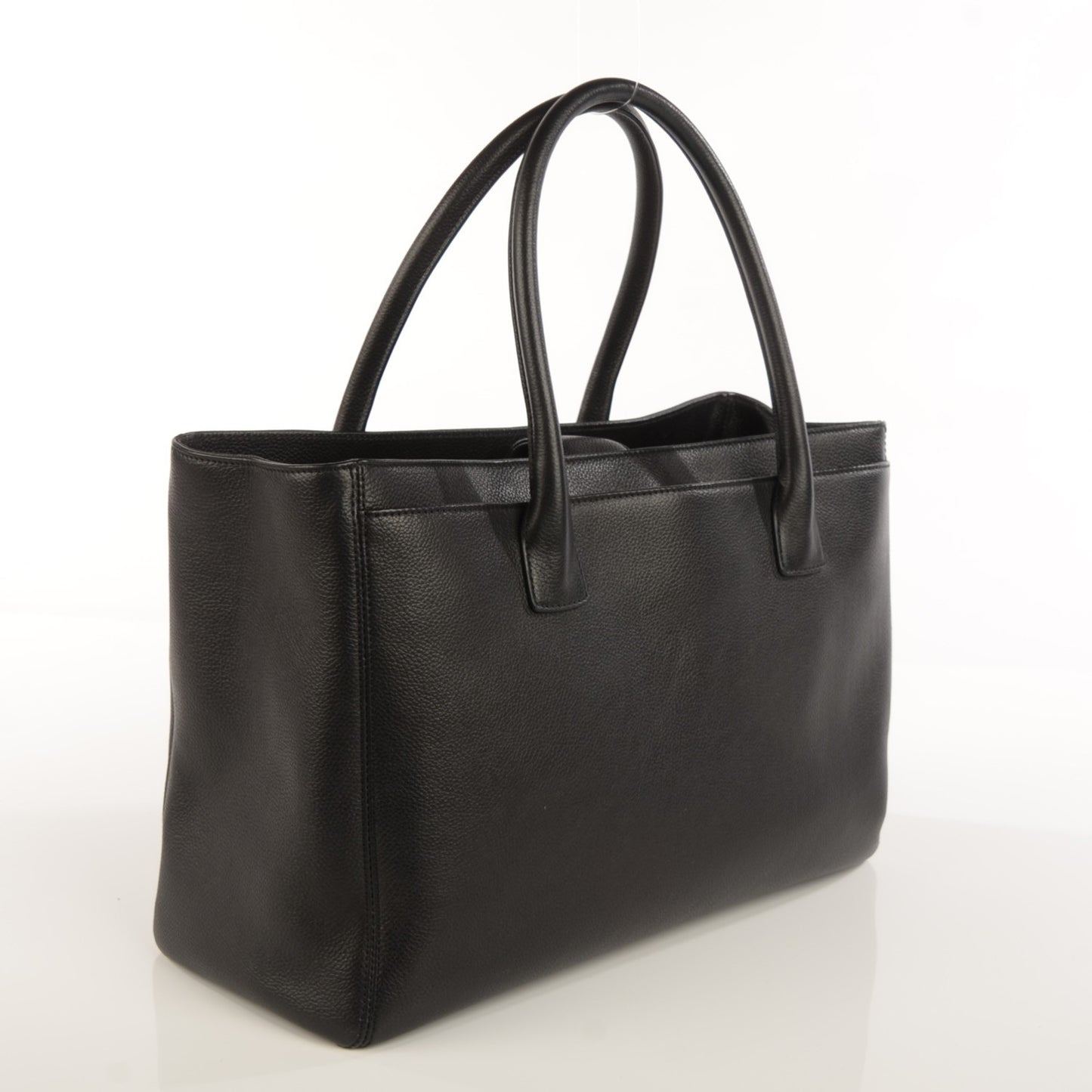 Calfskin Cerf Executive Shopper Tote Black