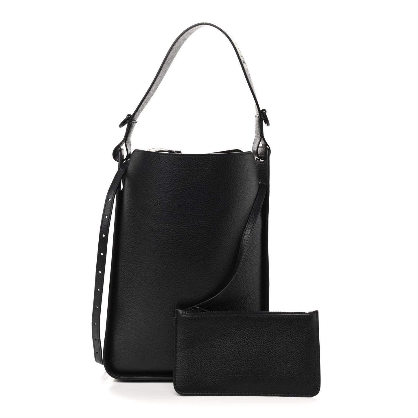 Calfskin Logo Embossed Small Tool 2.0 North-South Tote Black